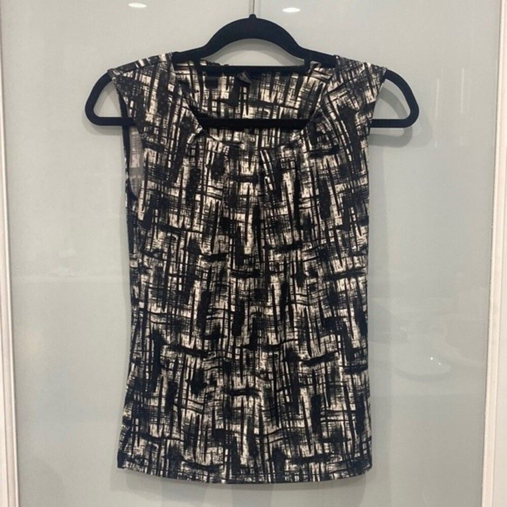 Alfani Women's Petite Black White Sleeveless Top Blouse Shirt Sz P/P